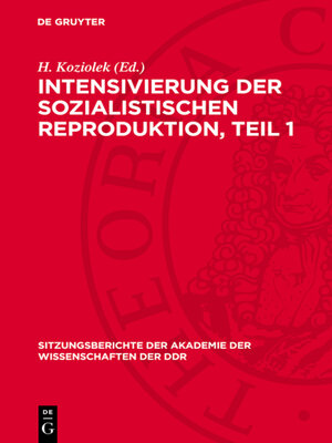 cover image of Intensivierung der sozialistischen Reproduktion, Teil 1
